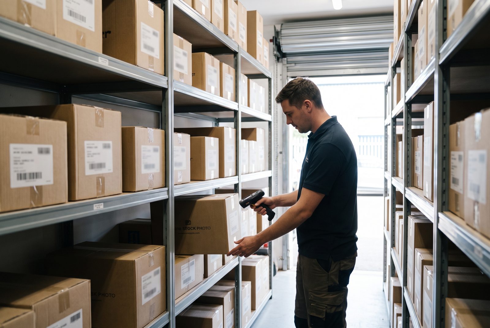 Mitarbeiter scannt Ware im Lager